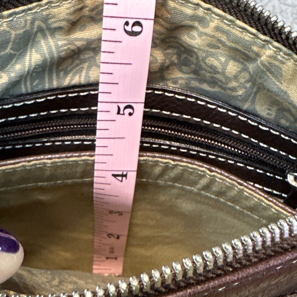 Tignanello Brown Pebbled Leather Crossbody Bag Small Messenger Purse - Picture 10 of 12